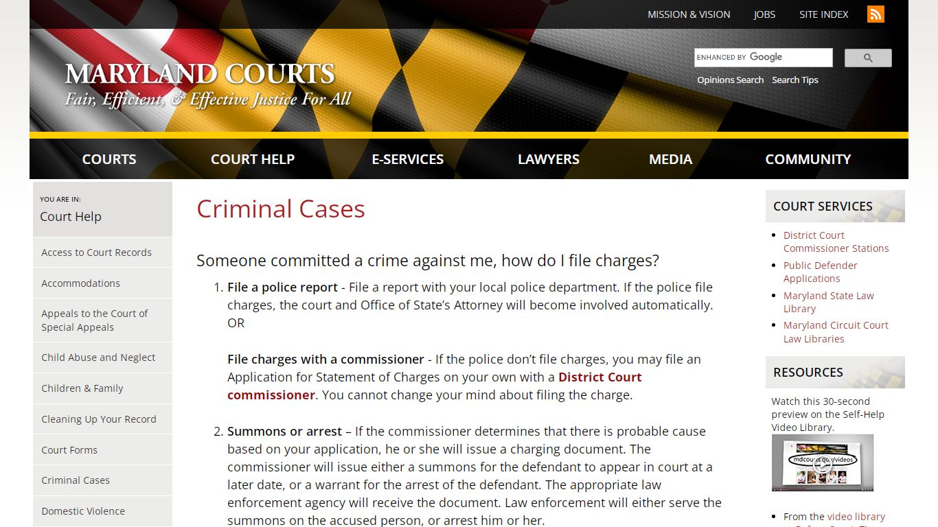 Criminal Cases | Maryland Courts